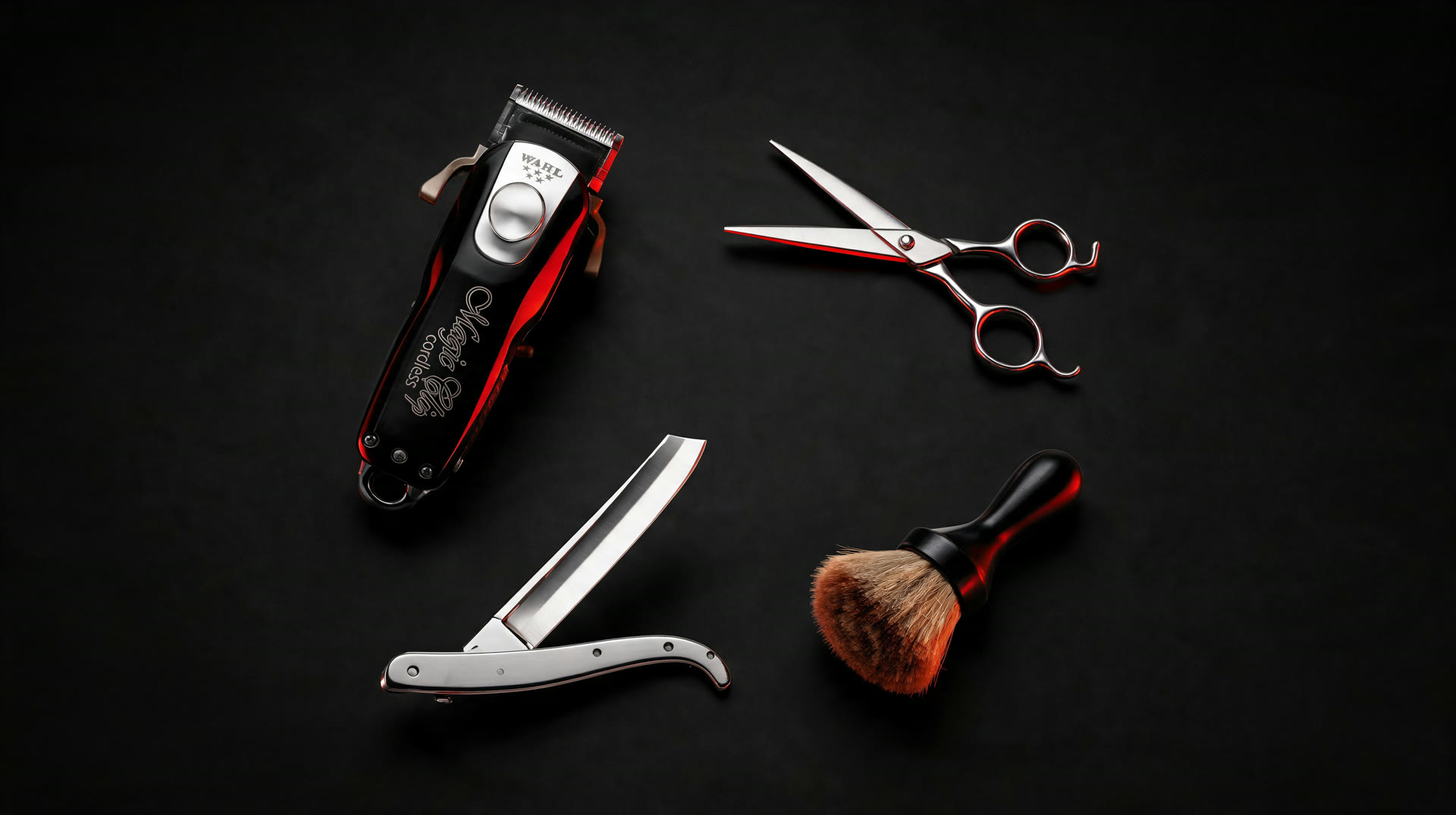 Máquina de la Academia del Barbero cortando un fade en primer plano